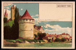Lithographie Luzern, Nöllithurm, Reklame Messmer`s Thee